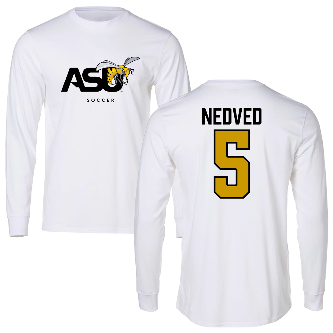 Alabama State University Soccer White Performance Long Sleeve - #5 Katherine Nedved