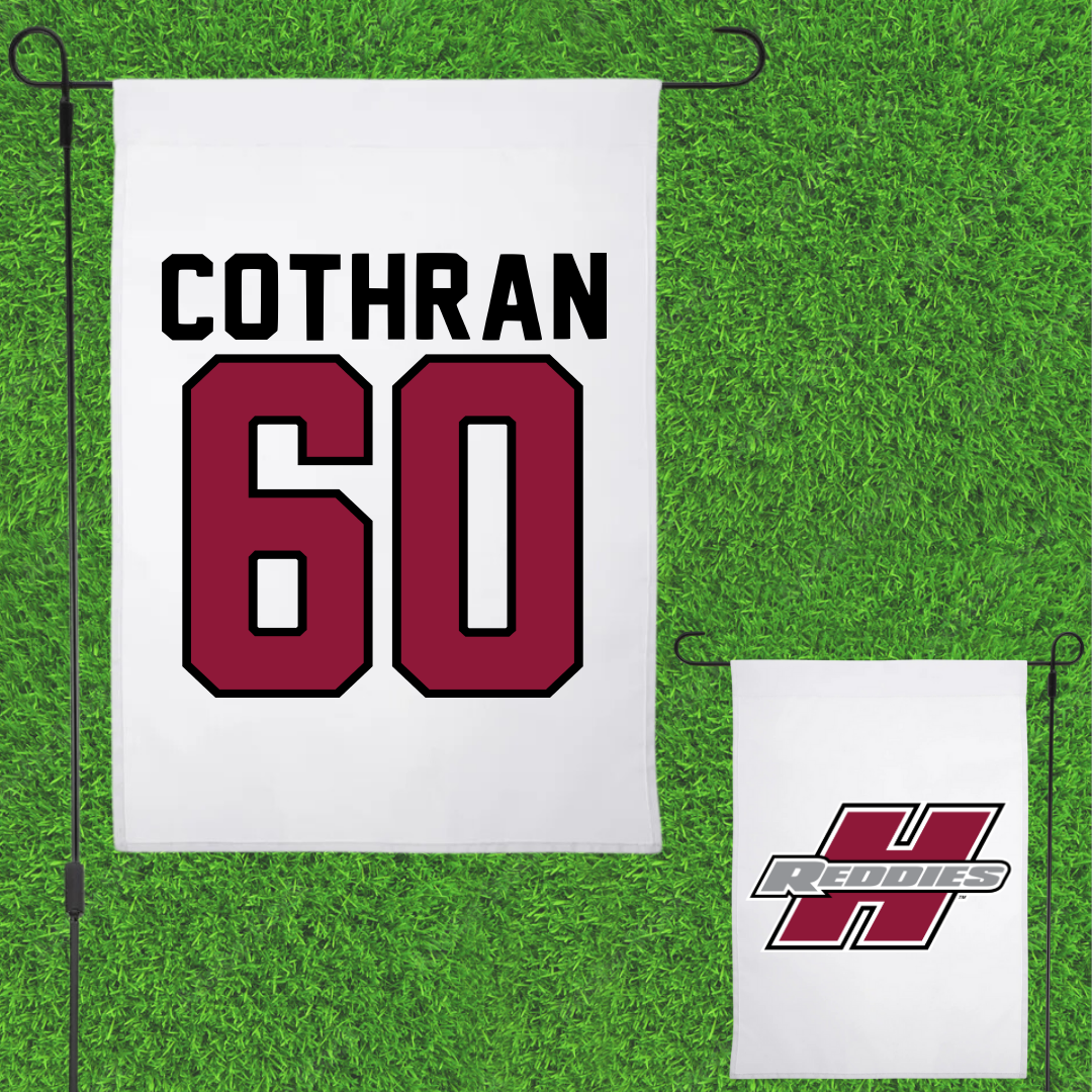 Henderson State University Football White Garden Flag - #60 Isaac Cothran