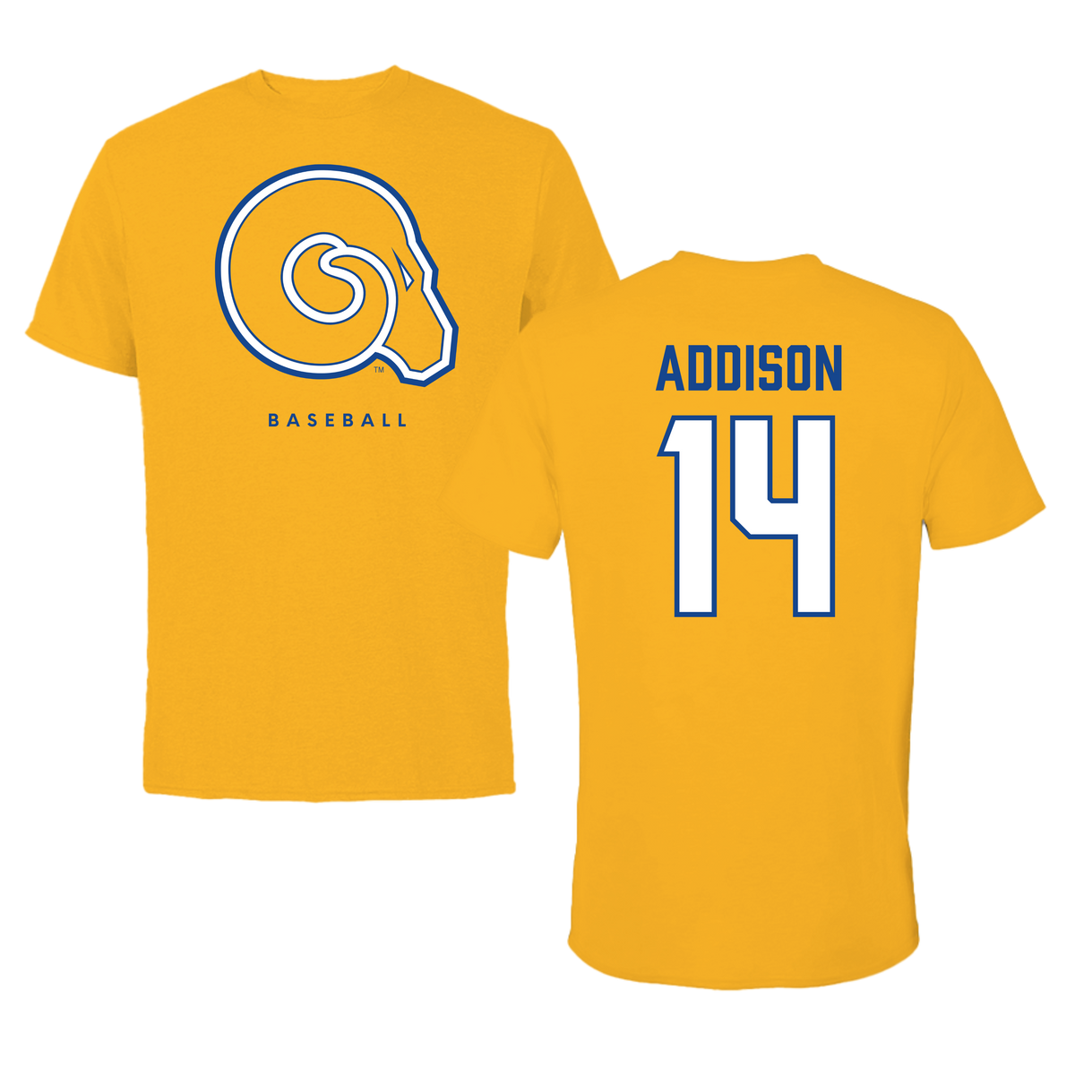 Albany State University Baseball Gold Tee - #14 Luke Addison