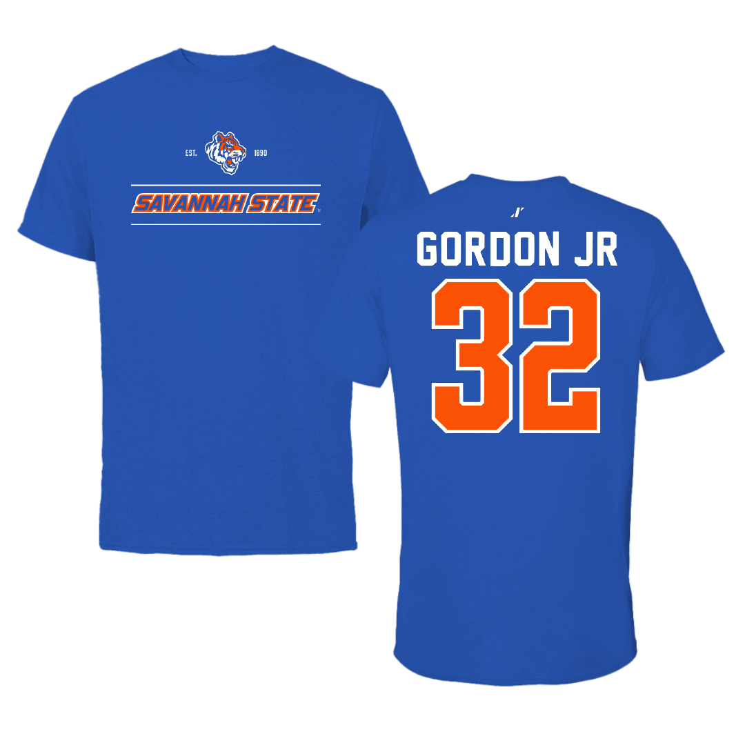 Savannah State University Basketball Blue General Performance Tee - #32 Juan Gordon Jr
