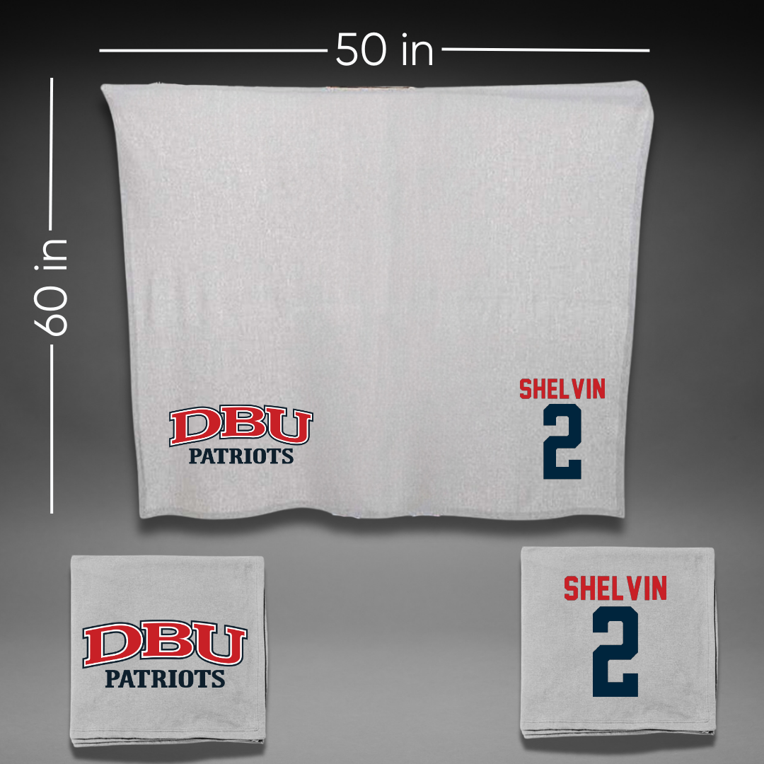 Dallas Baptist University Basketball Gray Blanket - #2 Jaden Shelvin