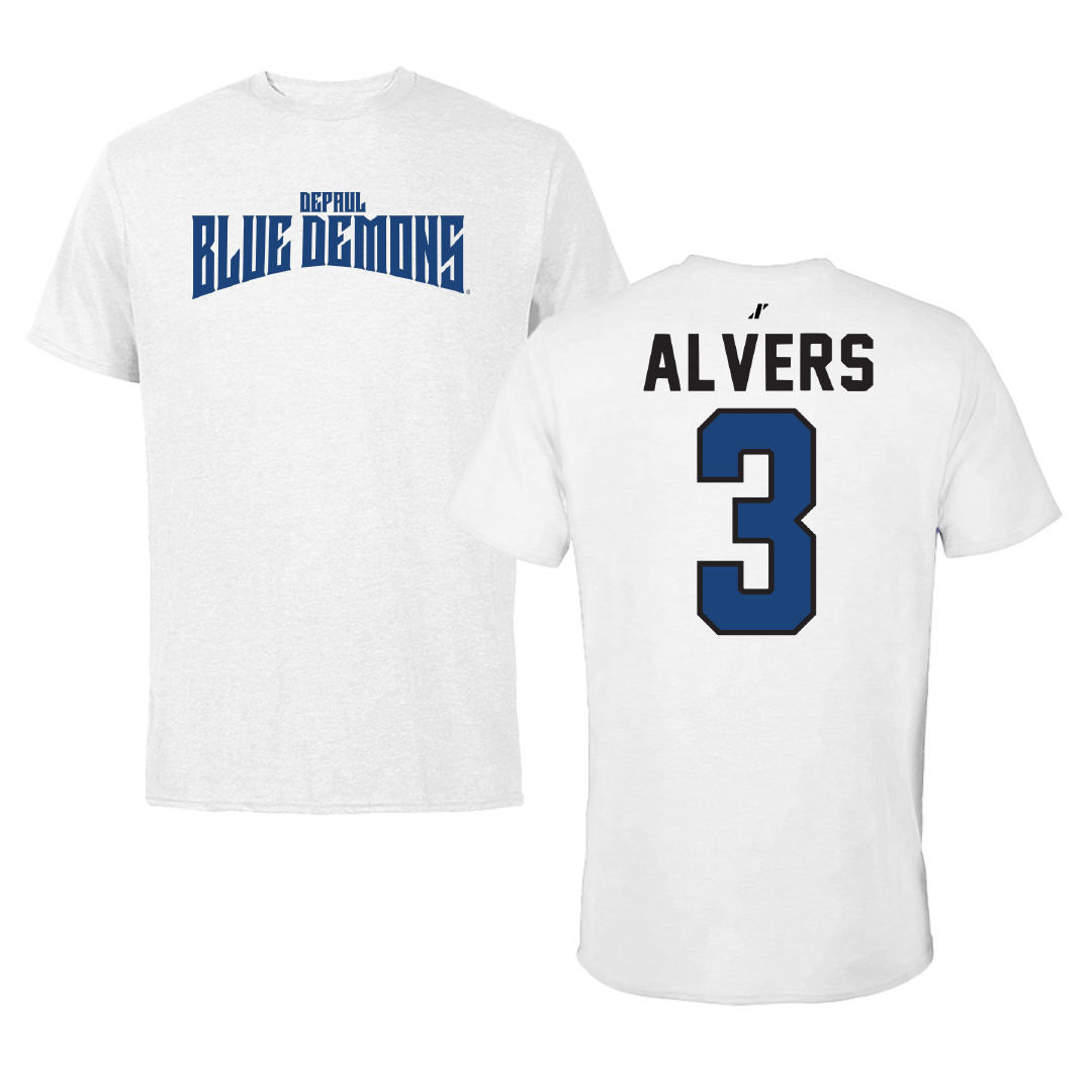 DePaul University Softball White Classic Tee - #3 Carly Alvers
