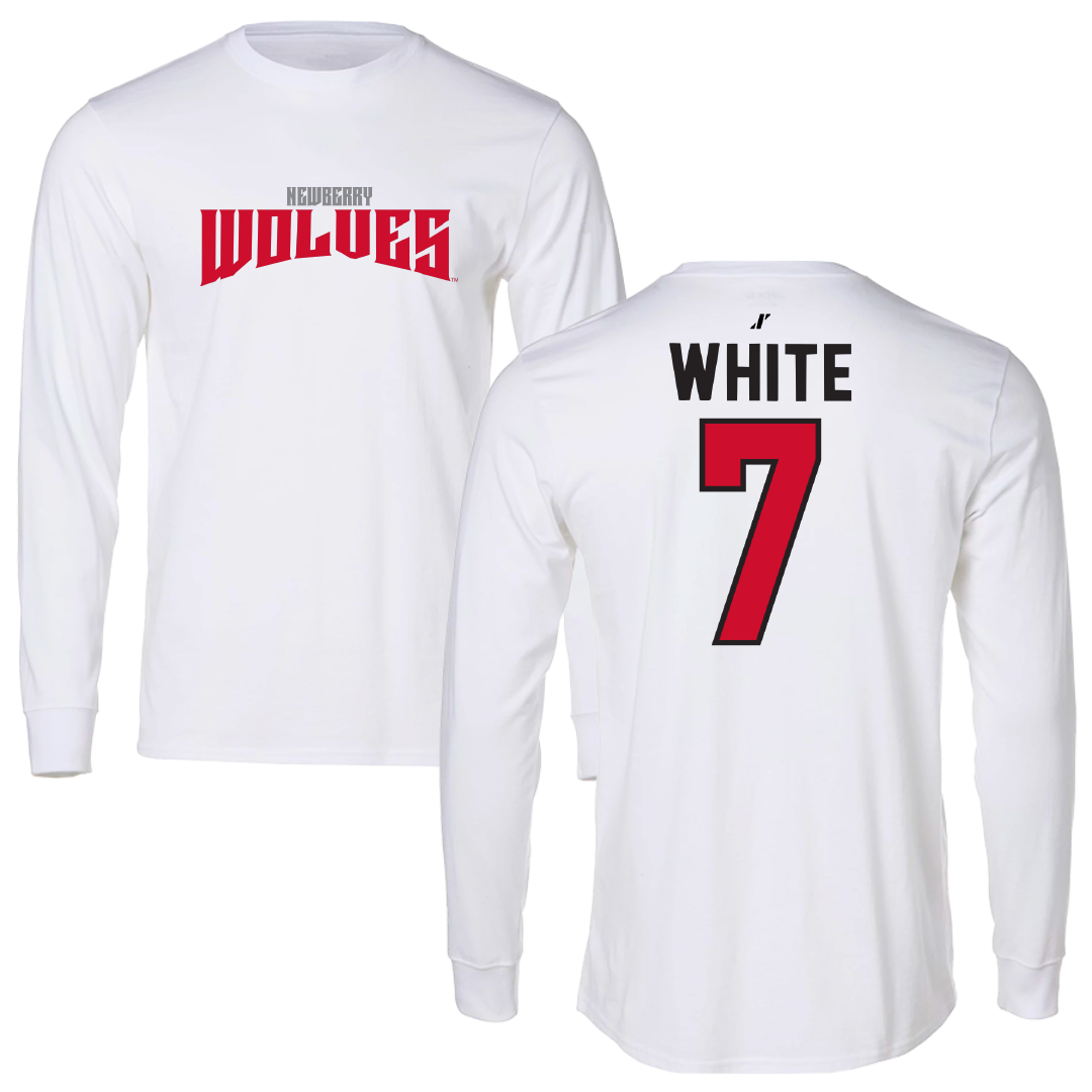 Newberry College Baseball White Classic Performance Long Sleeve - #7 Luke White