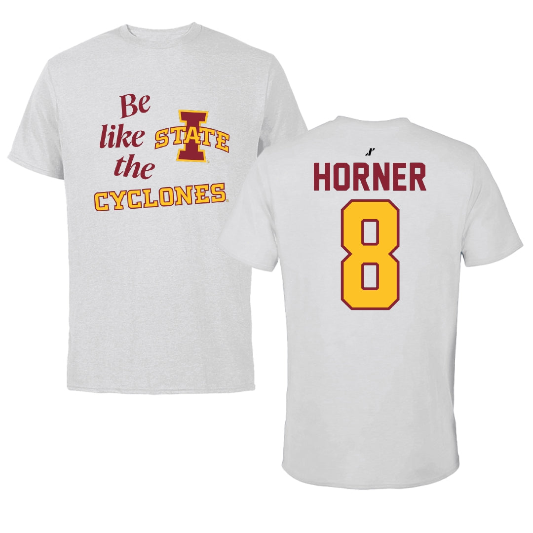 Iowa State University Soccer Light Gray Be Like Us Performance Tee - #8 Avery Horner