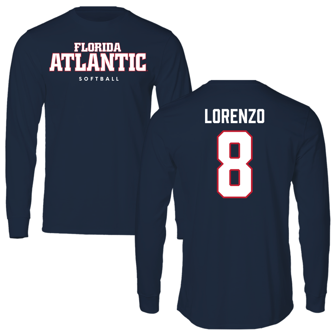 Florida Atlantic University Softball Navy Block Performance Long Sleeve - #8 Brooklyn Lorenzo
