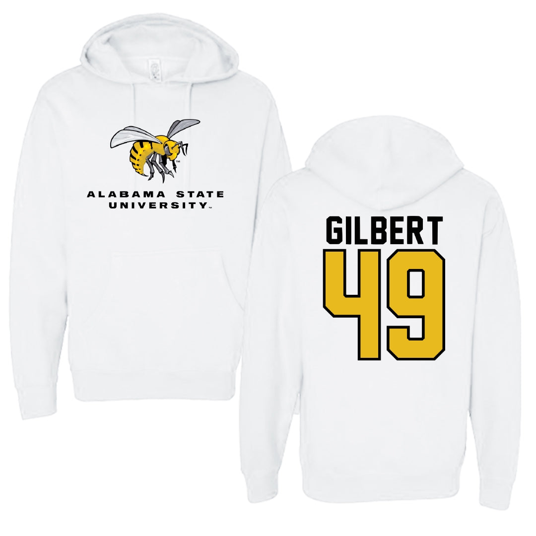 Alabama State University Baseball White Block Hoodie - #49 Rocco Gilbert