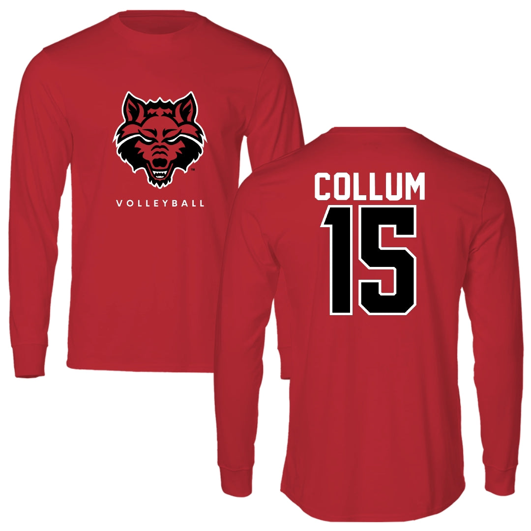 Arkansas State University Volleyball Red Long Sleeve - #15 Addison Collum