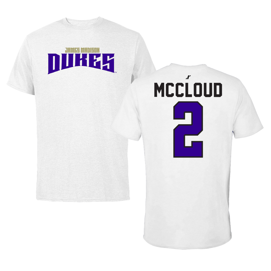 James Madison University Football White Classic Tee - #2 Jordan McCloud