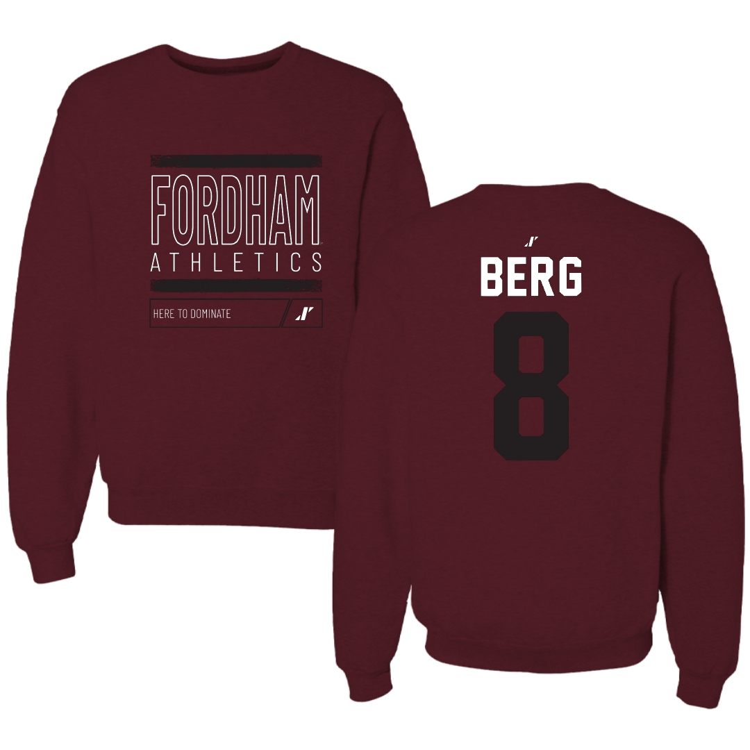 Fordham University Baseball Maroon Dominate Crewneck - #8 Aric Berg