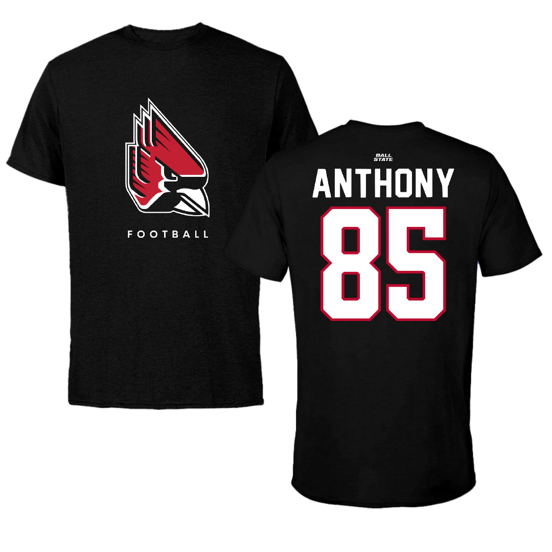 Ball State University Football Black Performance Tee - #85 Kameron Anthony