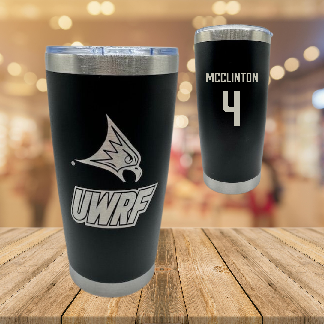 University of Wisconsin-River Falls Soccer Black Stainless Steel Tumbler - #4 Aliviah McClinton