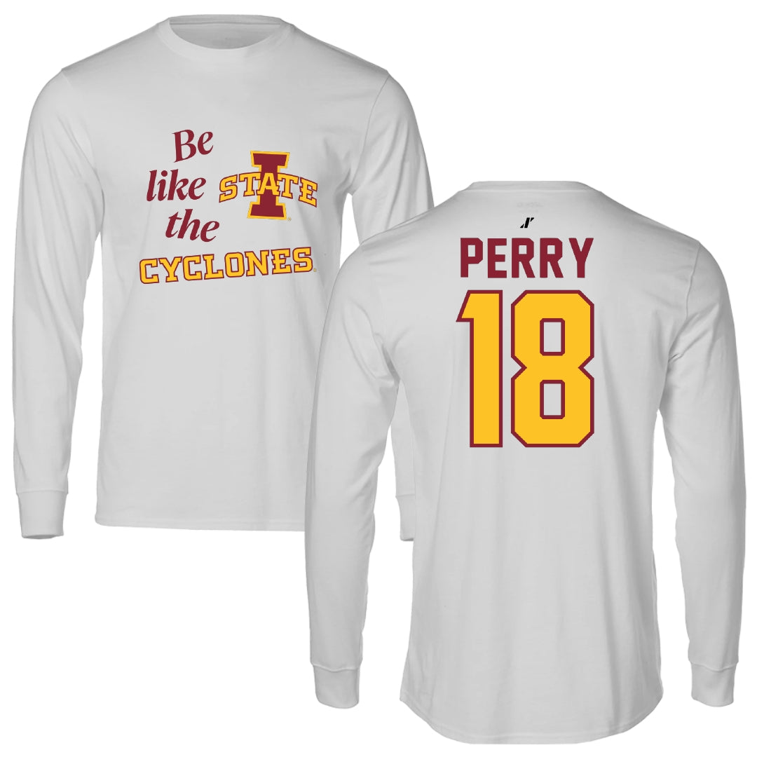 Iowa State University Volleyball Light Gray Be Like Us Performance Long Sleeve - #18 Kelsey Perry