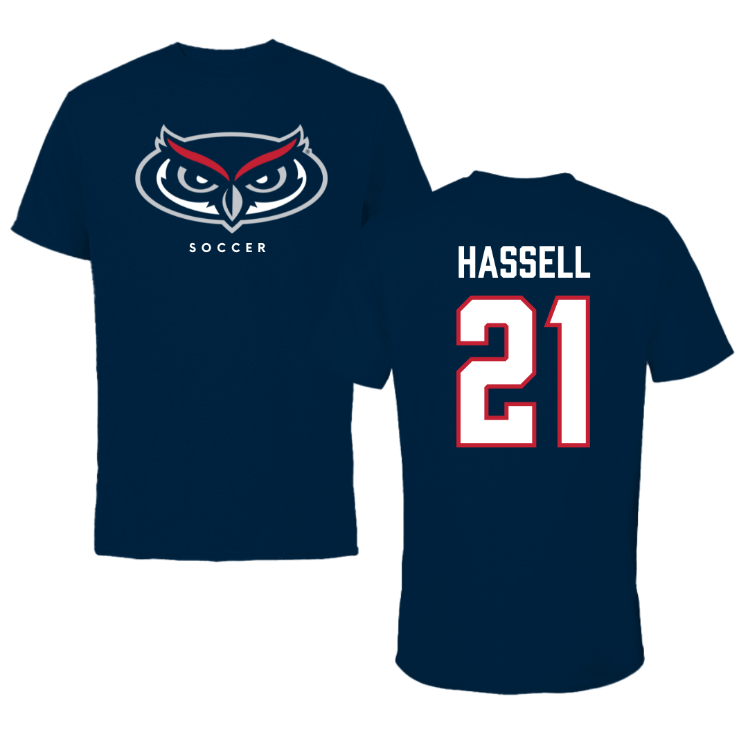 Florida Atlantic University Soccer Navy Mascot Performance Tee - #21 Zach Hassell