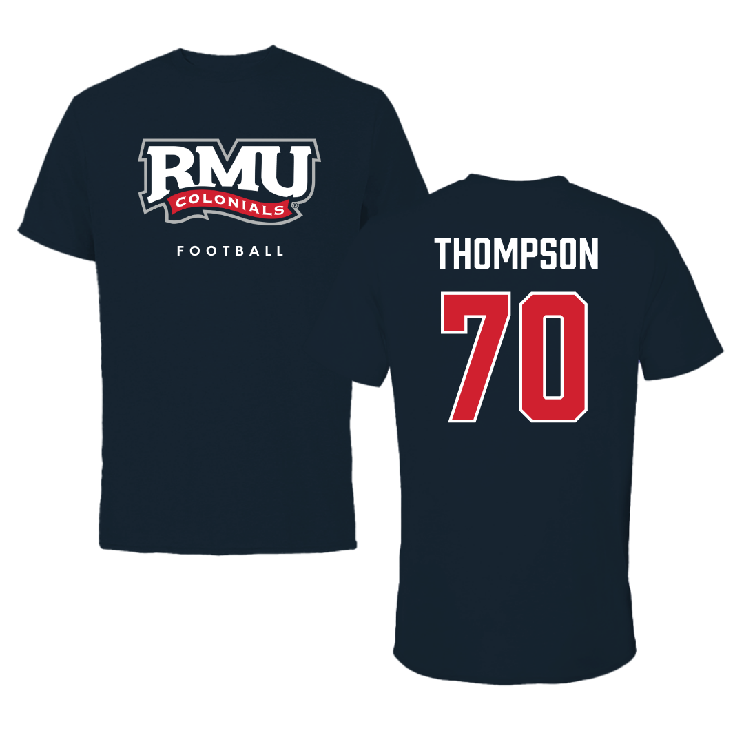 Robert Morris University Football Navy Performance Tee - #70 Dante Thompson