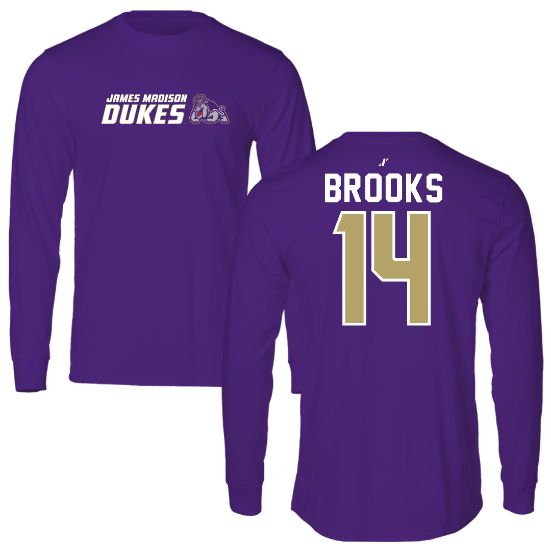 James Madison University Baseball Purple General Long Sleeve - #14 TJ Brooks