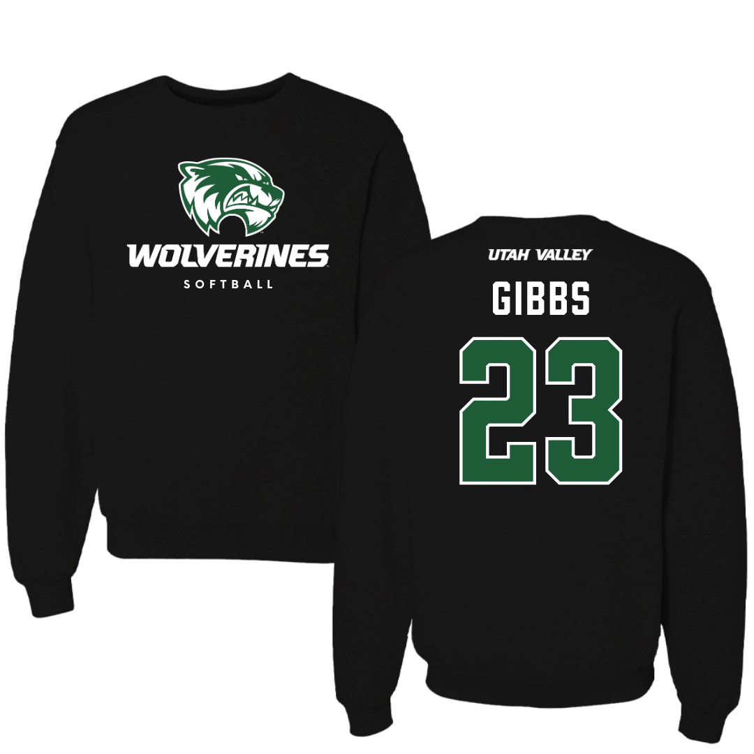 Utah Valley University Softball Black Mascot Crewneck - #23 Megan Gibbs
