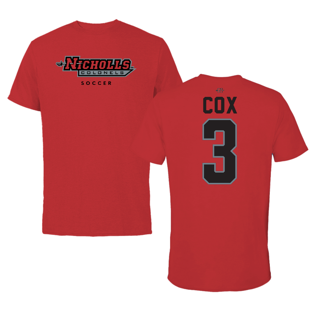 Nicholls State University Soccer Red Performance Tee - #3 Brooke Cox