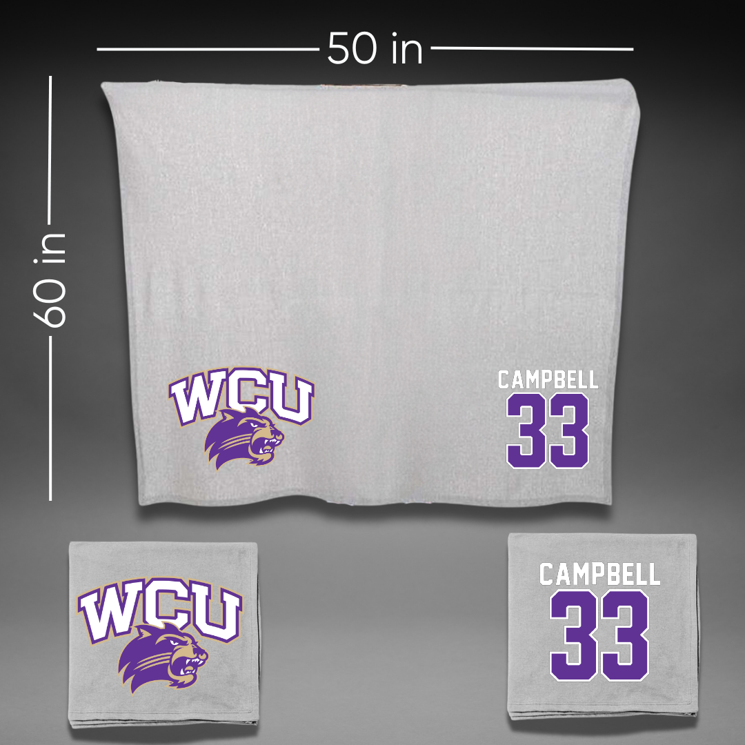 Western Carolina University Football Gray Blanket - #33 Lee Campbell