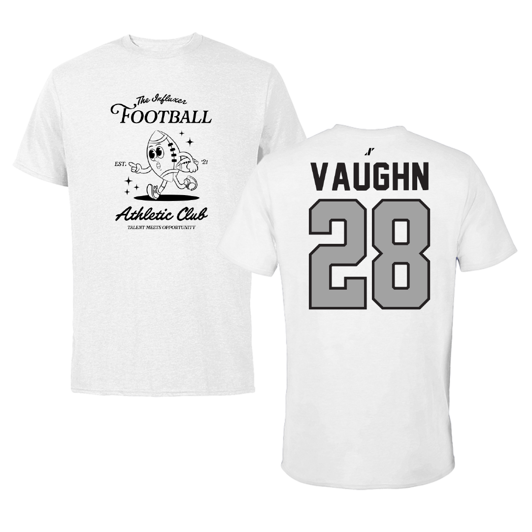 Football White Influxer Athletic Club Tee - #28 Noah Vaughn