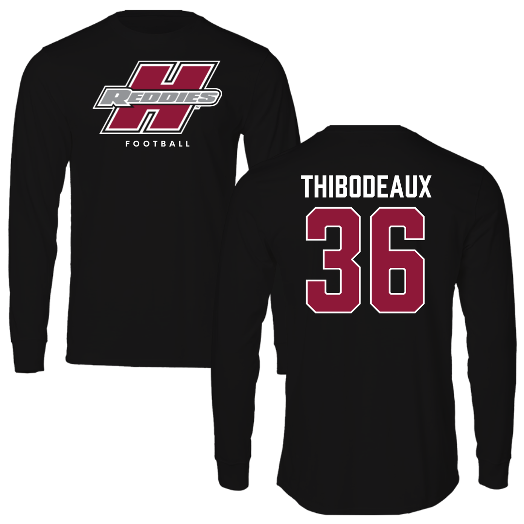Henderson State University Football Black Performance Long Sleeve - #36 Eric Thibodeaux