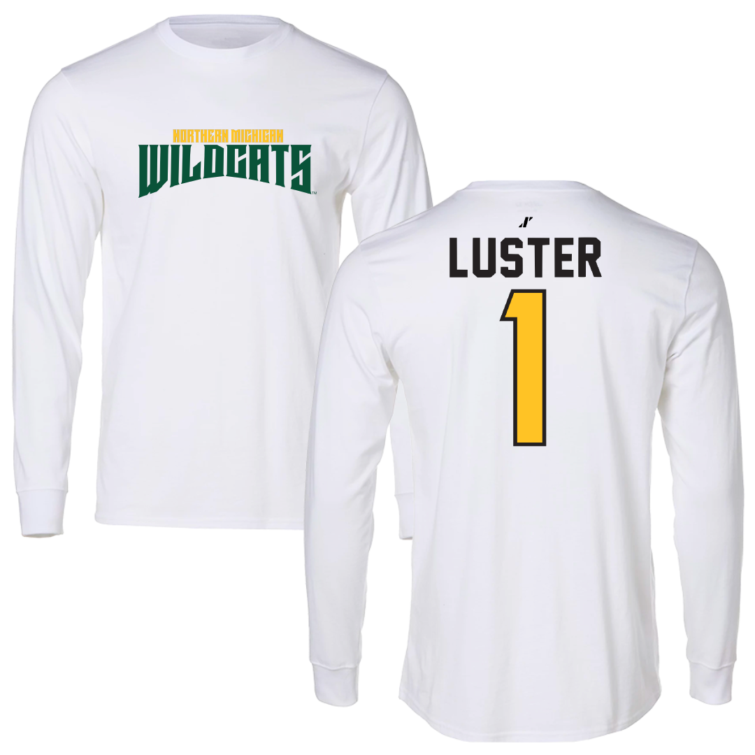 Northern Michigan University Basketball White Classic Long Sleeve - #1 Biggie Luster