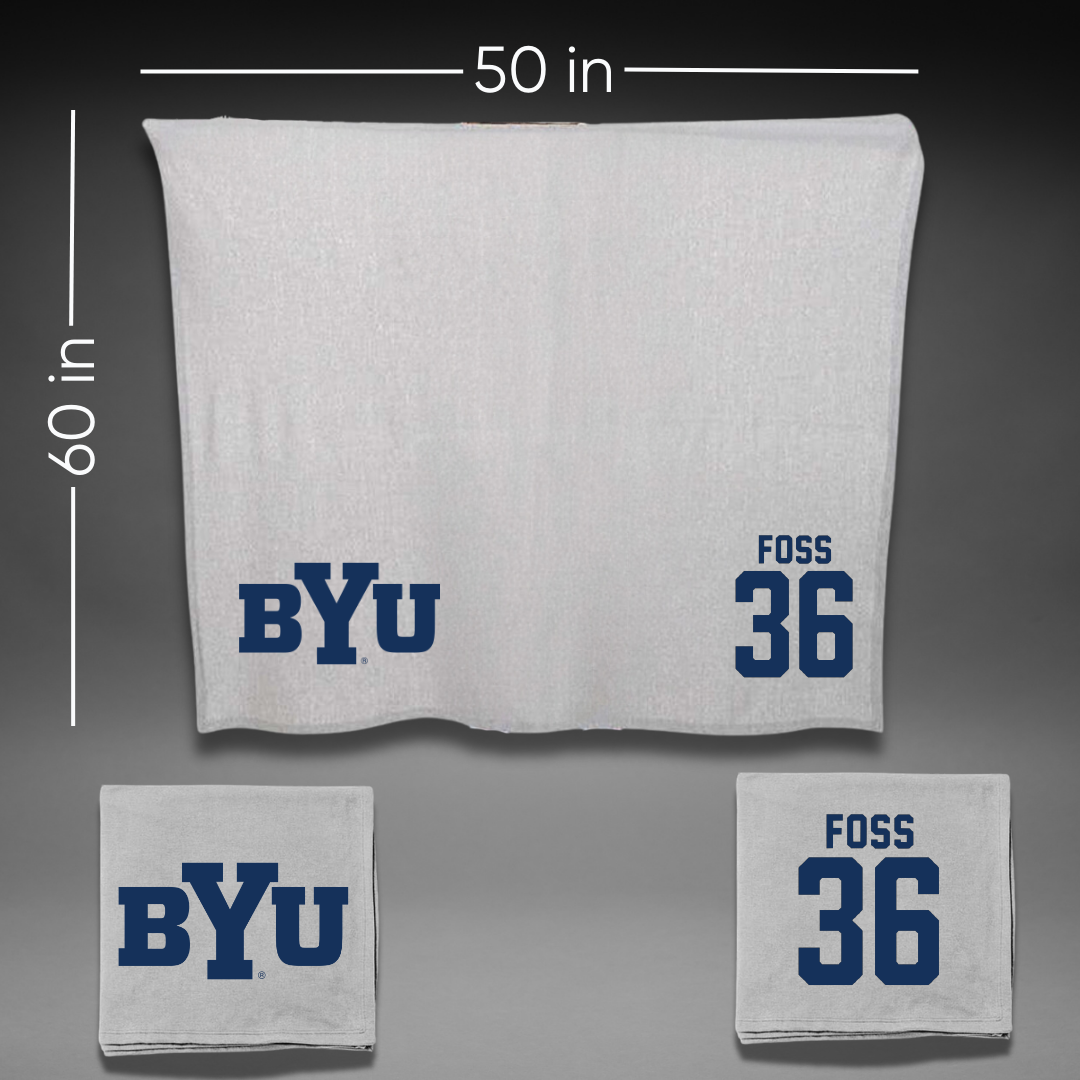 Brigham Young University Baseball Gray Blanket - #36 Carter Foss
