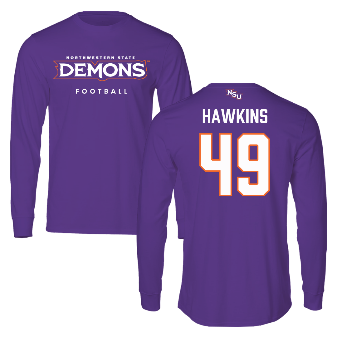 Northwestern State University Football Purple Demons Long Sleeve - #49 Christian Hawkins