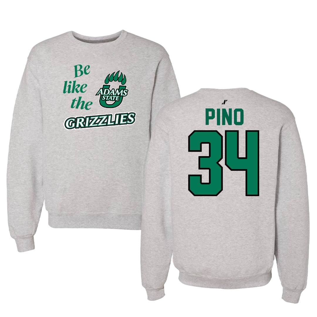 Adams State University Baseball Light Gray Be Like Us Crewneck - #34 CJ Pino