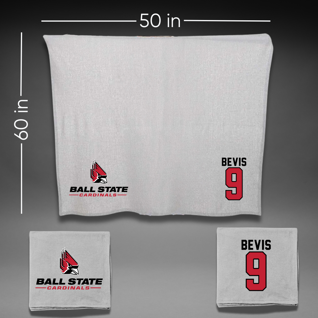 Ball State University Baseball Gray Blanket - #9 Blake Bevis