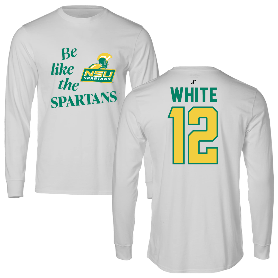 Norfolk State University Football Light Gray Be Like Us Performance Long Sleeve - #12 Jaylen White