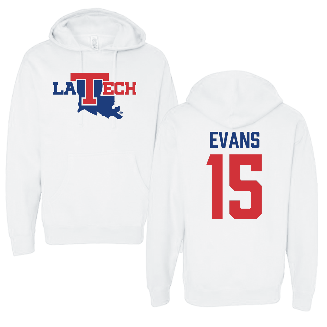 Louisiana Tech University Football White Hoodie - #15 Jessie Evans