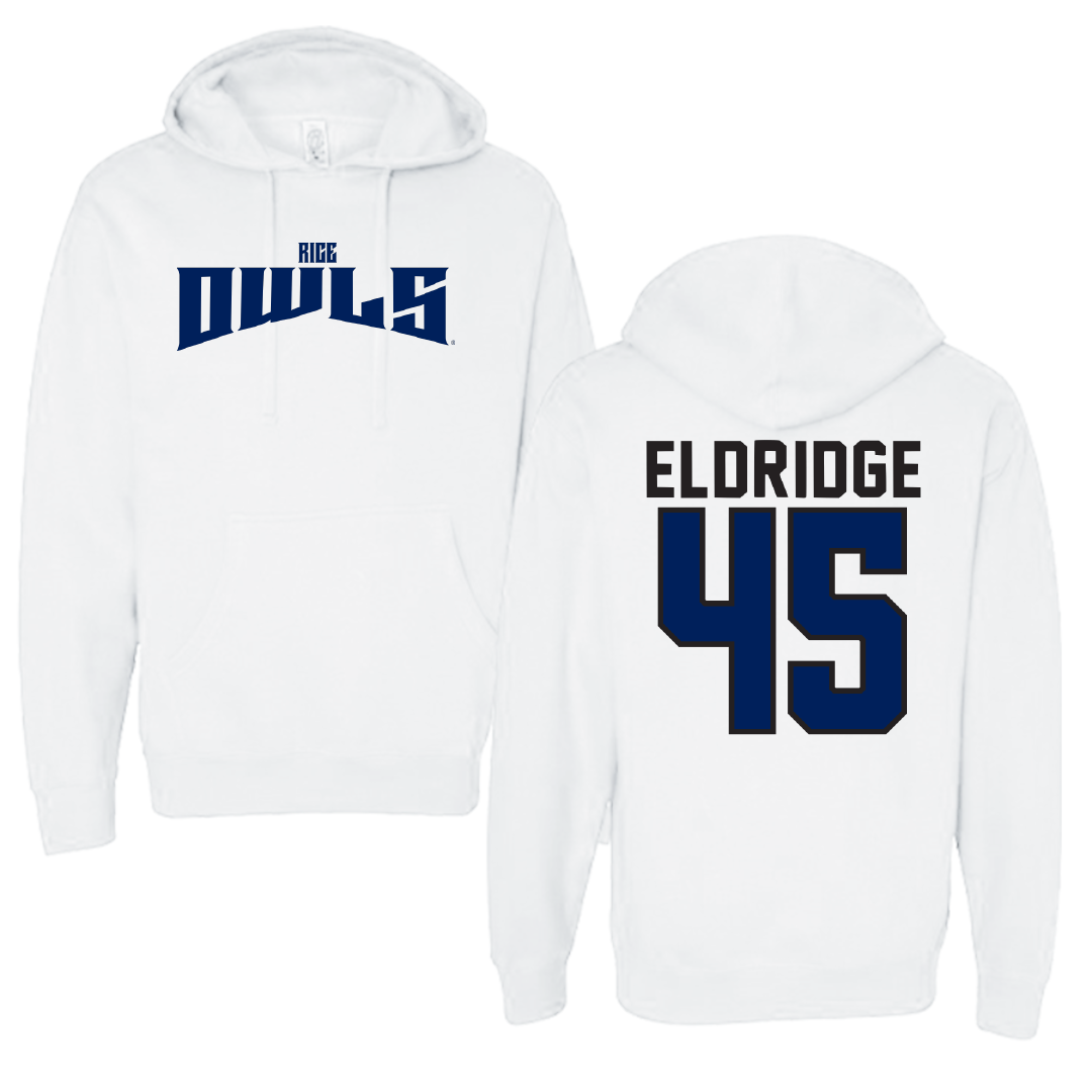 Rice University Baseball White Classic Hoodie - #45 Barrett Eldridge