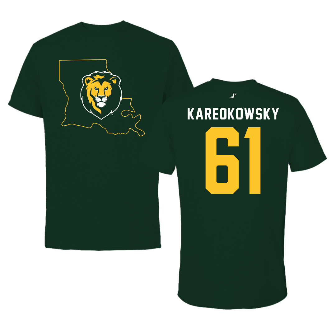 Southeastern Louisiana University Football Forest Green State Tee - #61 Holden Kareokowsky