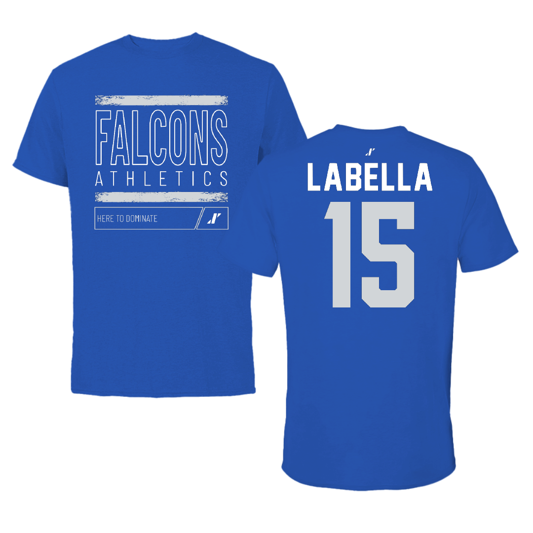 Albertus Magnus College Soccer Blue Dominate Performance Tee - #15 Lily LaBella