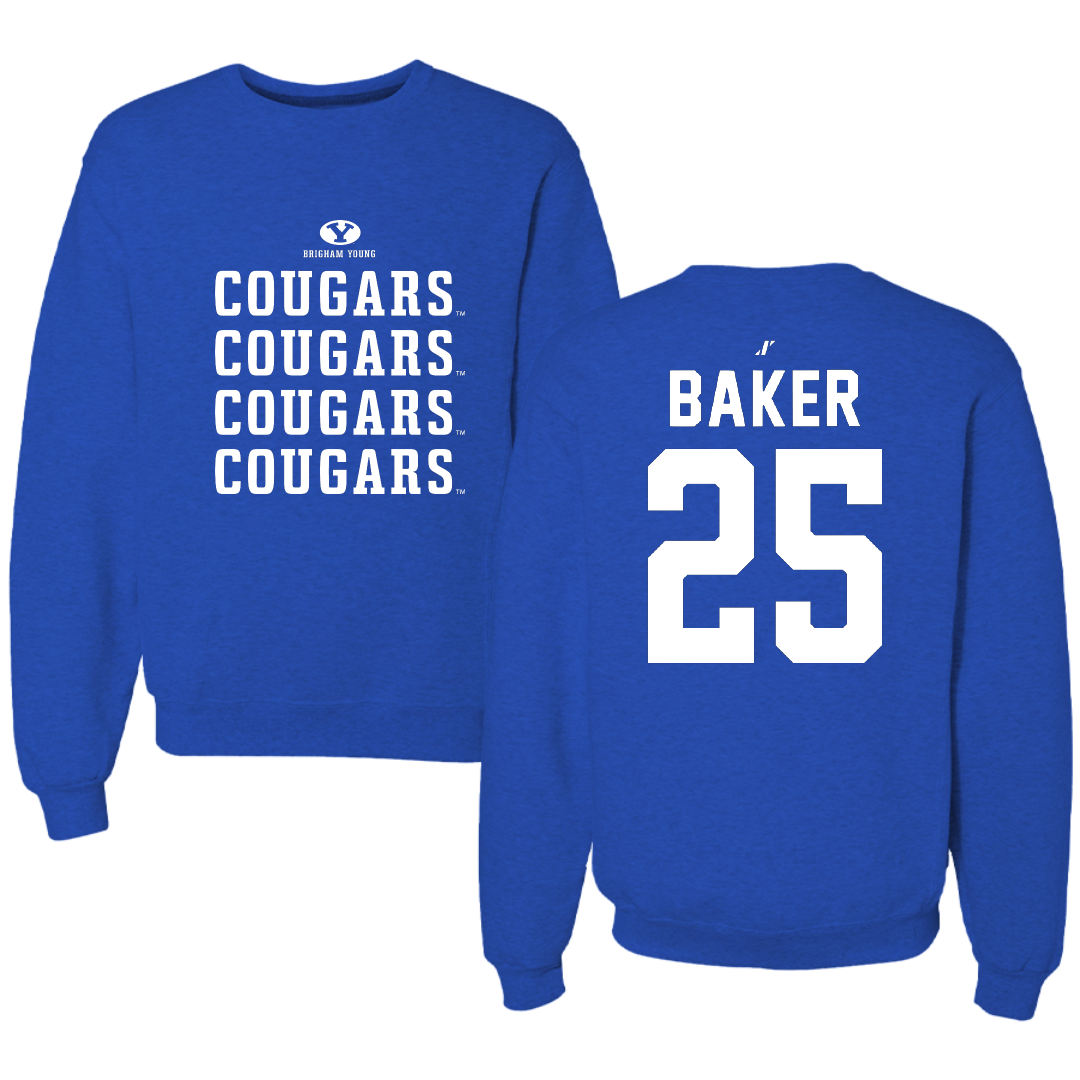 Brigham Young University Basketball Blue General Crewneck - #25 Dawson Baker