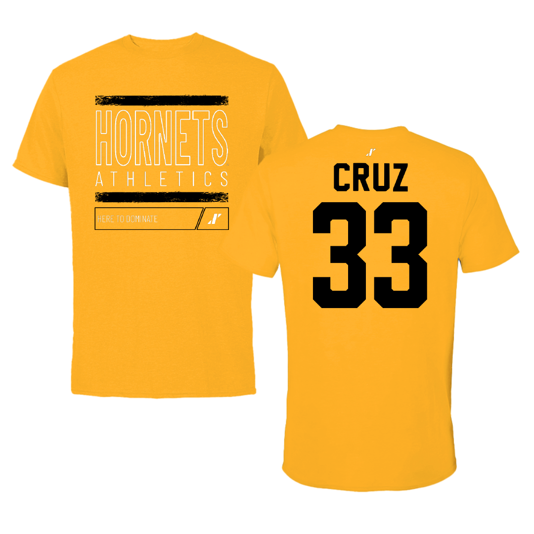 Alabama State University Baseball Gold Dominate Performance Tee - #33 Juan Cruz