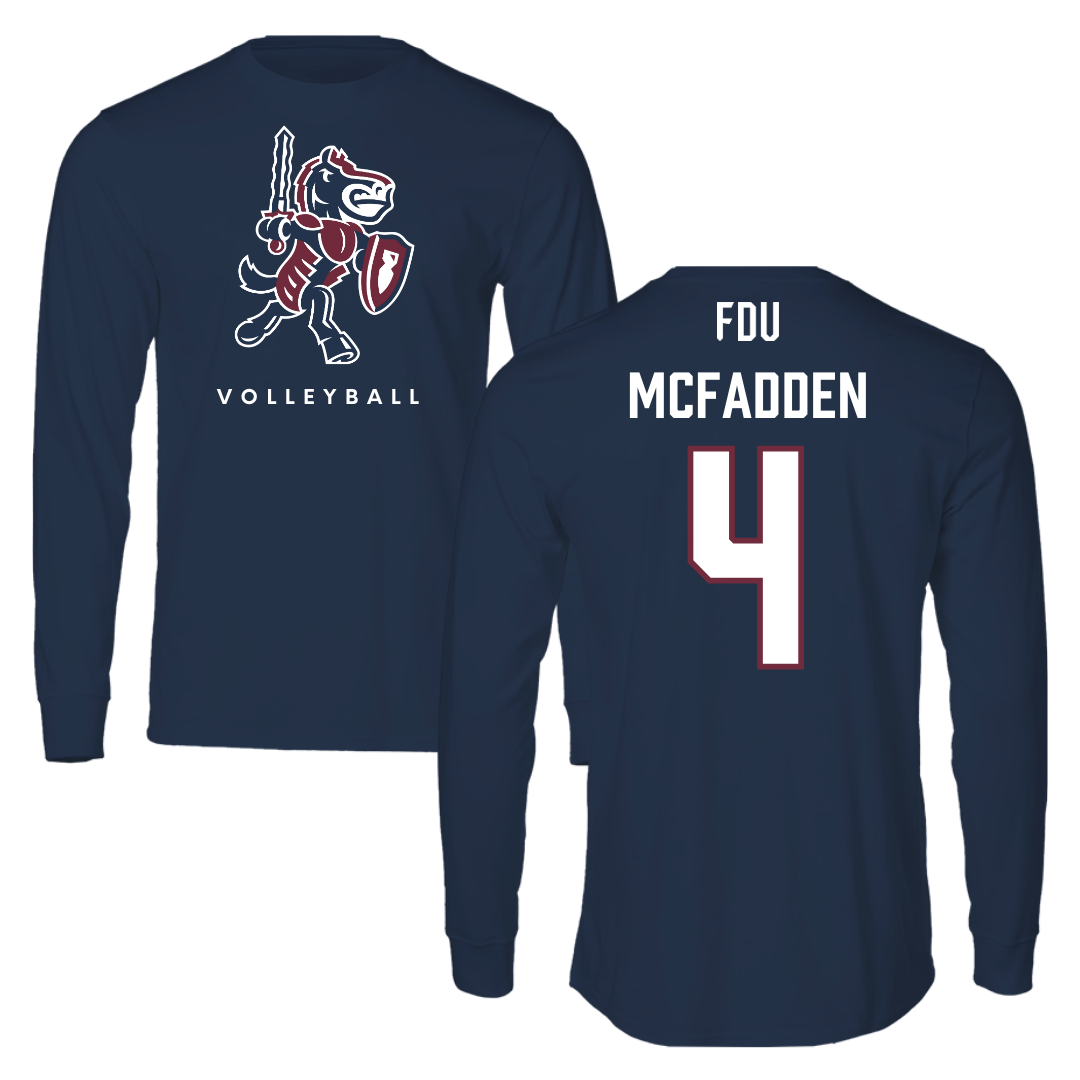 Fairleigh Dickinson University-Metropolitan Campus Volleyball Navy Long Sleeve - #4 Dylan McFadden