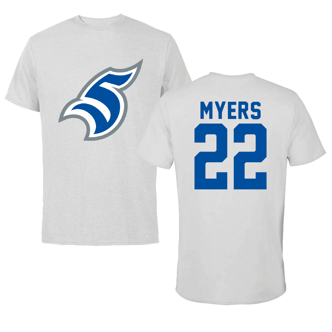 Thomas More University Football Light Gray Performance Tee - #22 Ty Myers