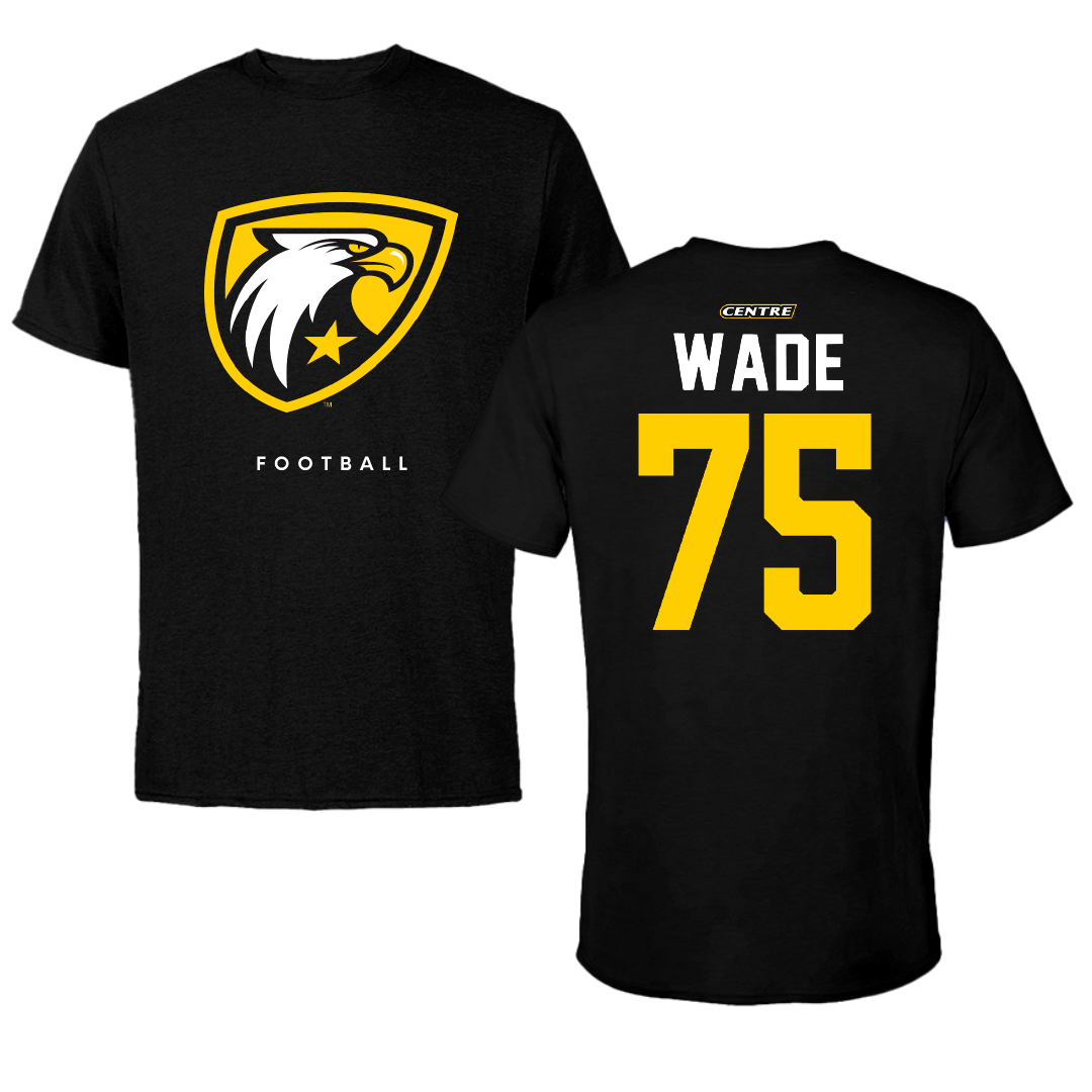 Centre College Football Black Tee - #75 Lawson Wade