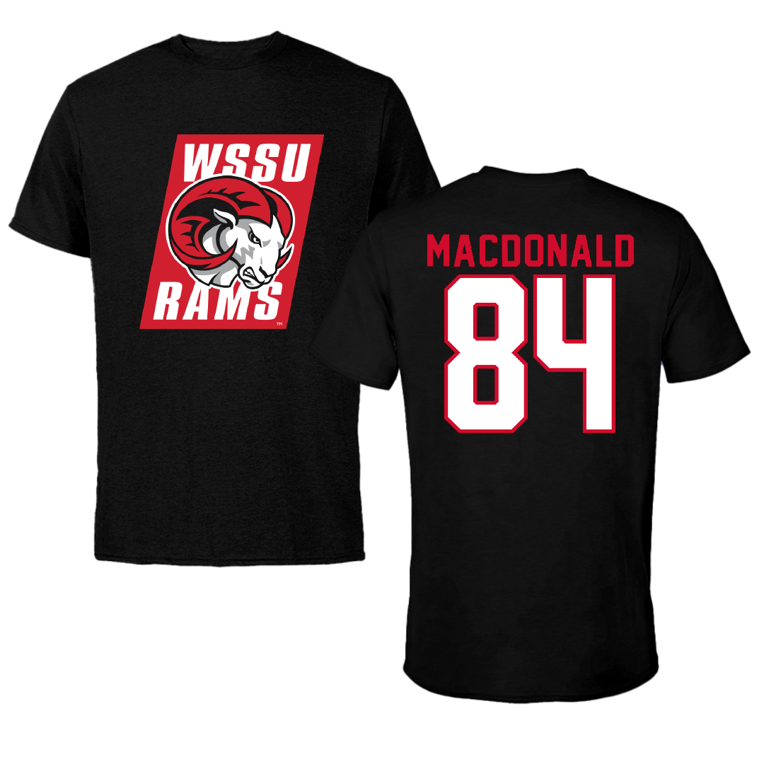 Winston-Salem State University Football Black Tee - #84 Christian MacDonald