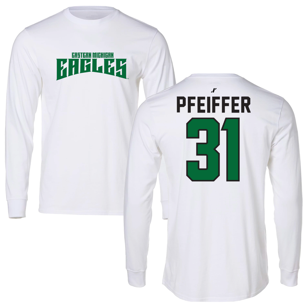 Eastern Michigan University Baseball White Classic Performance Long Sleeve - #31 Michael Pfeiffer
