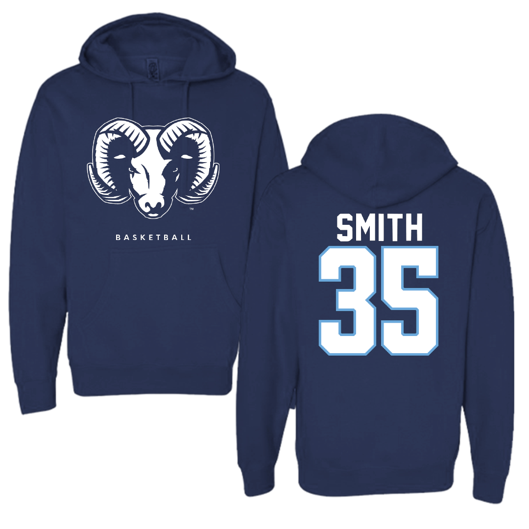 University of Rhode Island Basketball Navy Hoodie - #35 Jameson Smith