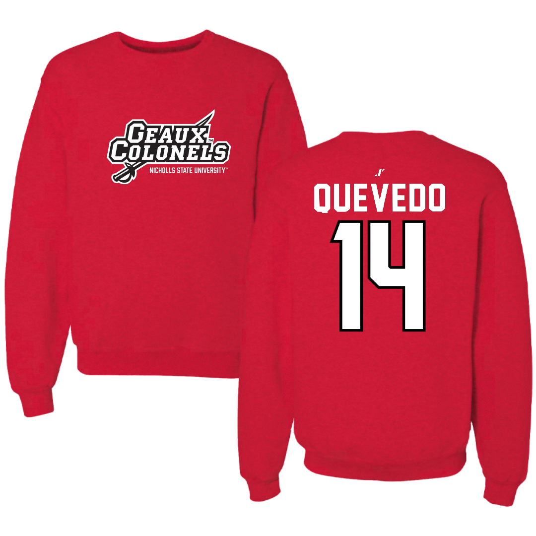 Nicholls State University Baseball Red General Crewneck - #14 Michael Quevedo