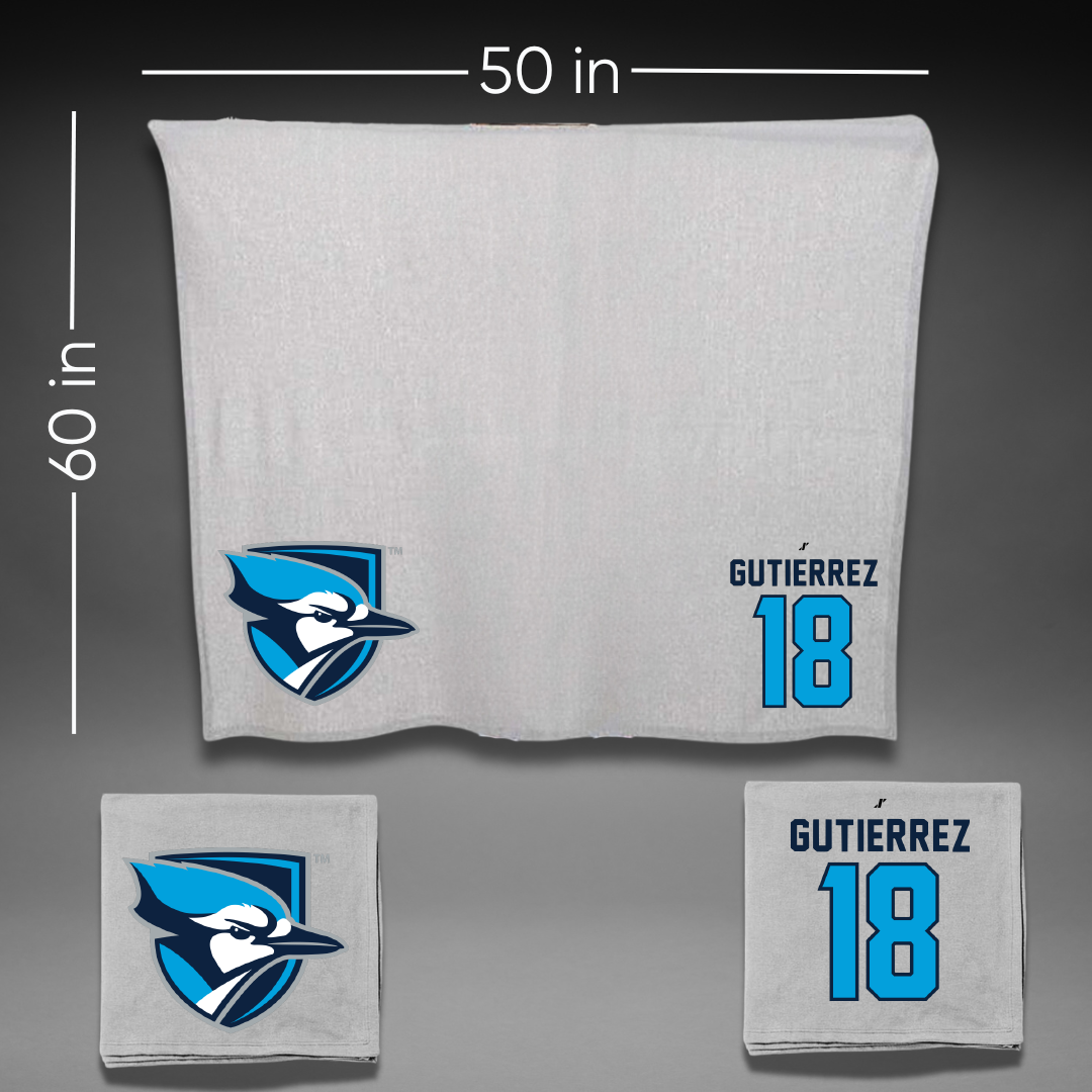 Elmhurst University Soccer Gray Blanket - #18 Dario Gutierrez