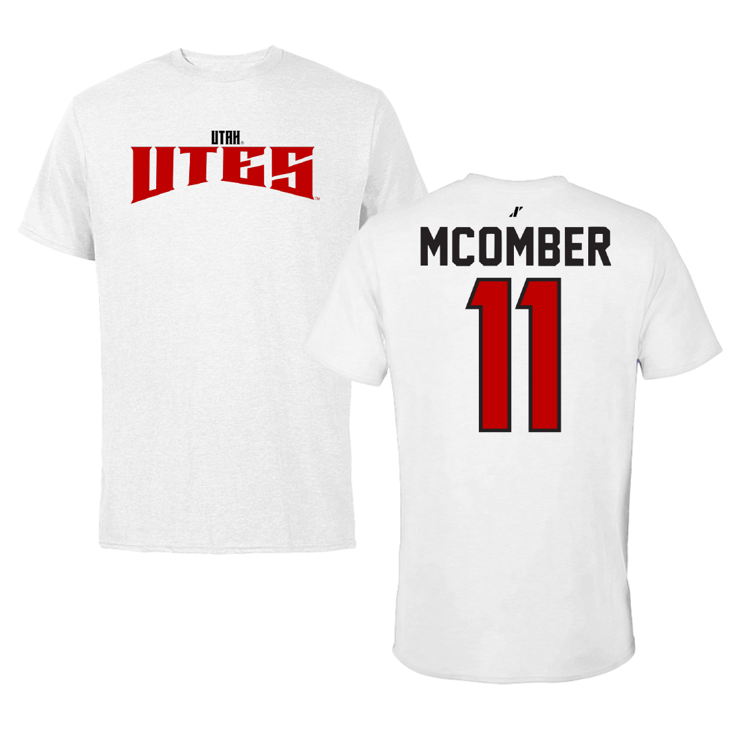 University of Utah Beach Volleyball White Classic Tee - #11 Azure McOmber