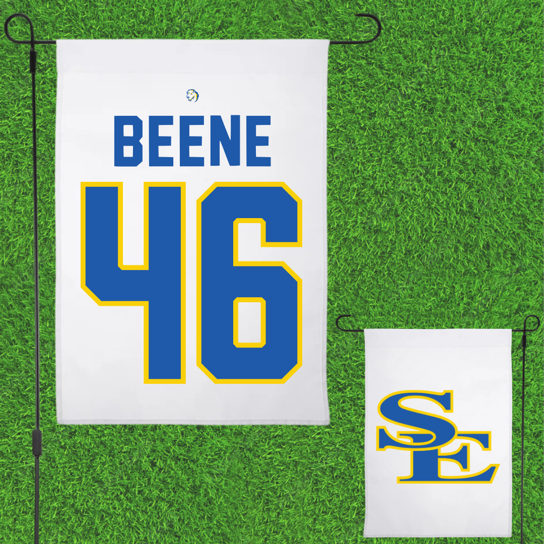 Southeastern Oklahoma State University Baseball White Garden Flag - #46 Jaxon Beene