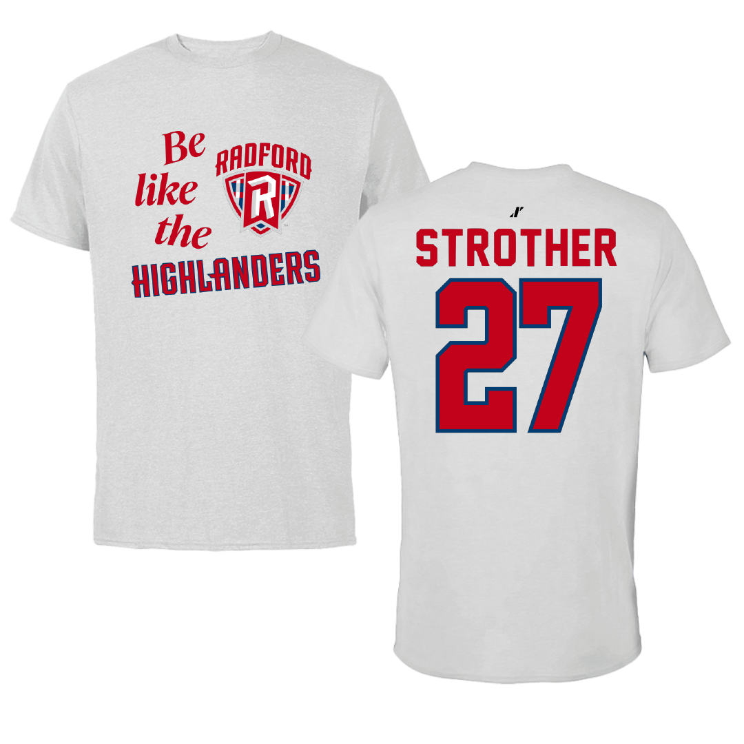 Radford University Lacrosse Light Gray Be Like Us Tee - #27 Emily Strother