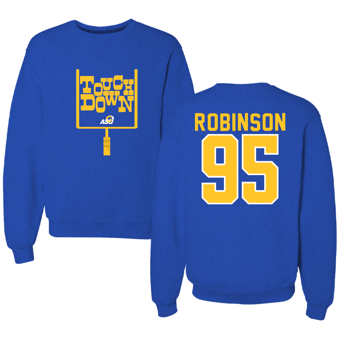 Angelo State University Football Blue Touchdown Crewneck - #95 Murray Robinson