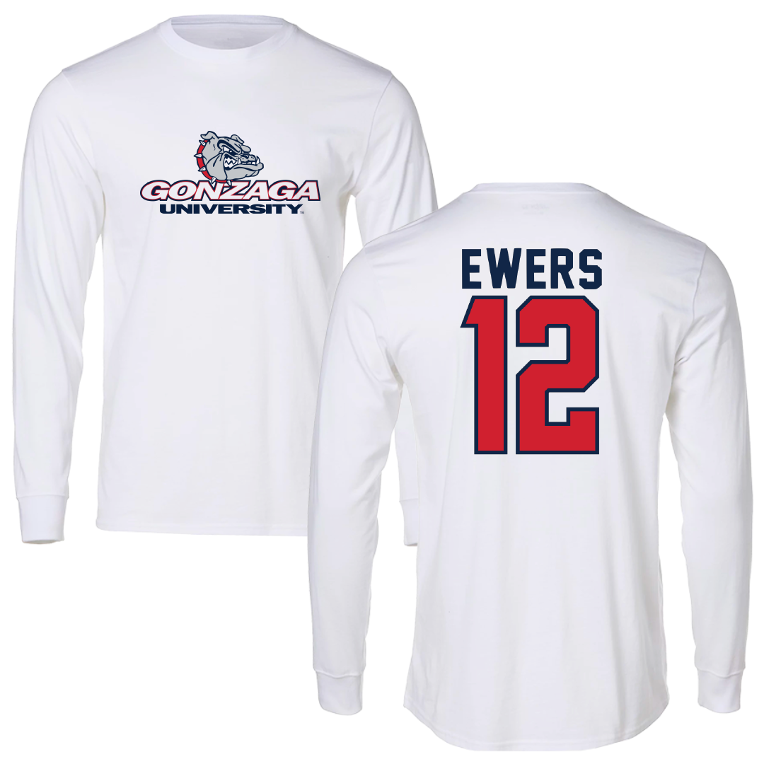 Gonzaga University Soccer White Performance Long Sleeve - #12 Erin Ewers