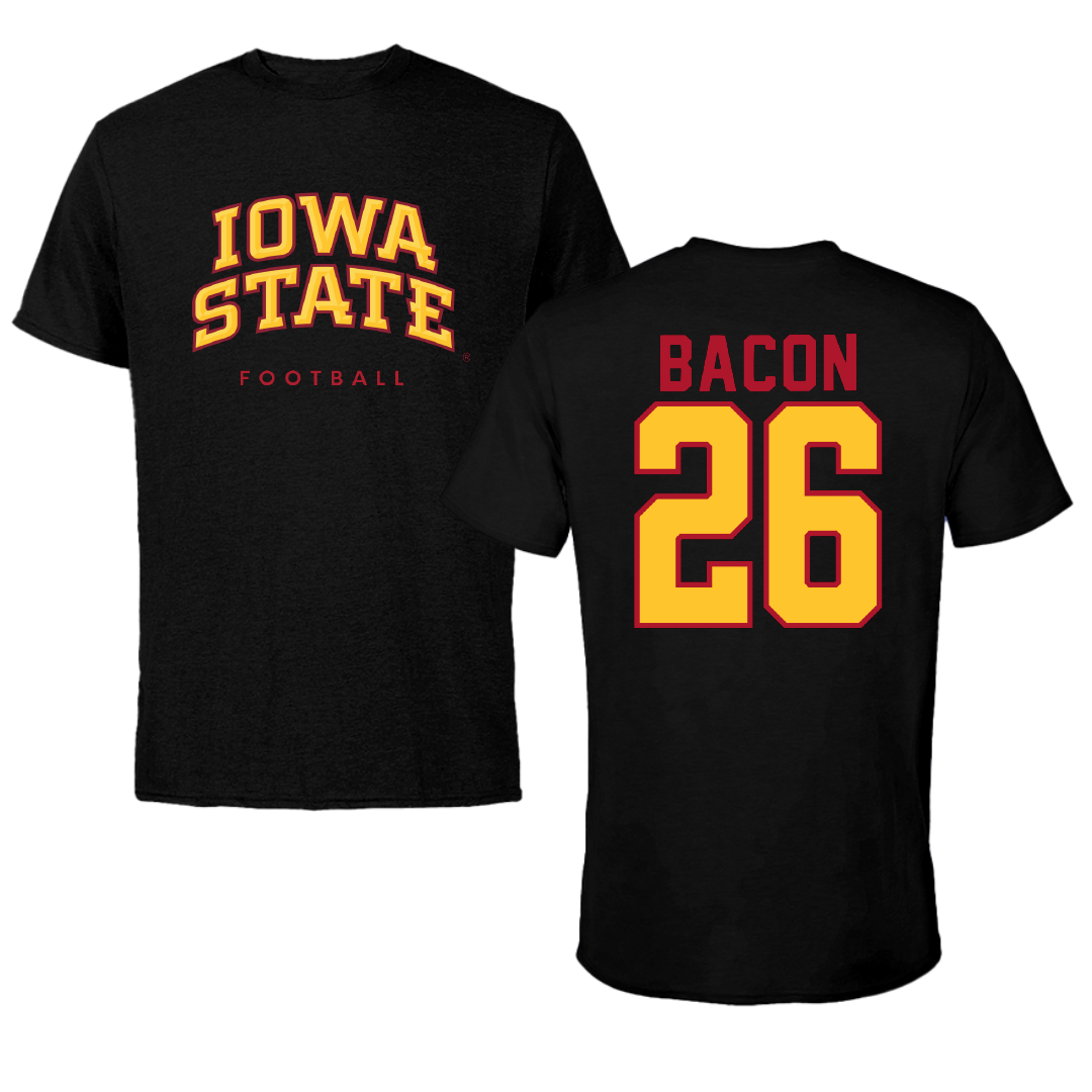 Iowa State University Football Black Performance Tee - #26 Caleb Bacon